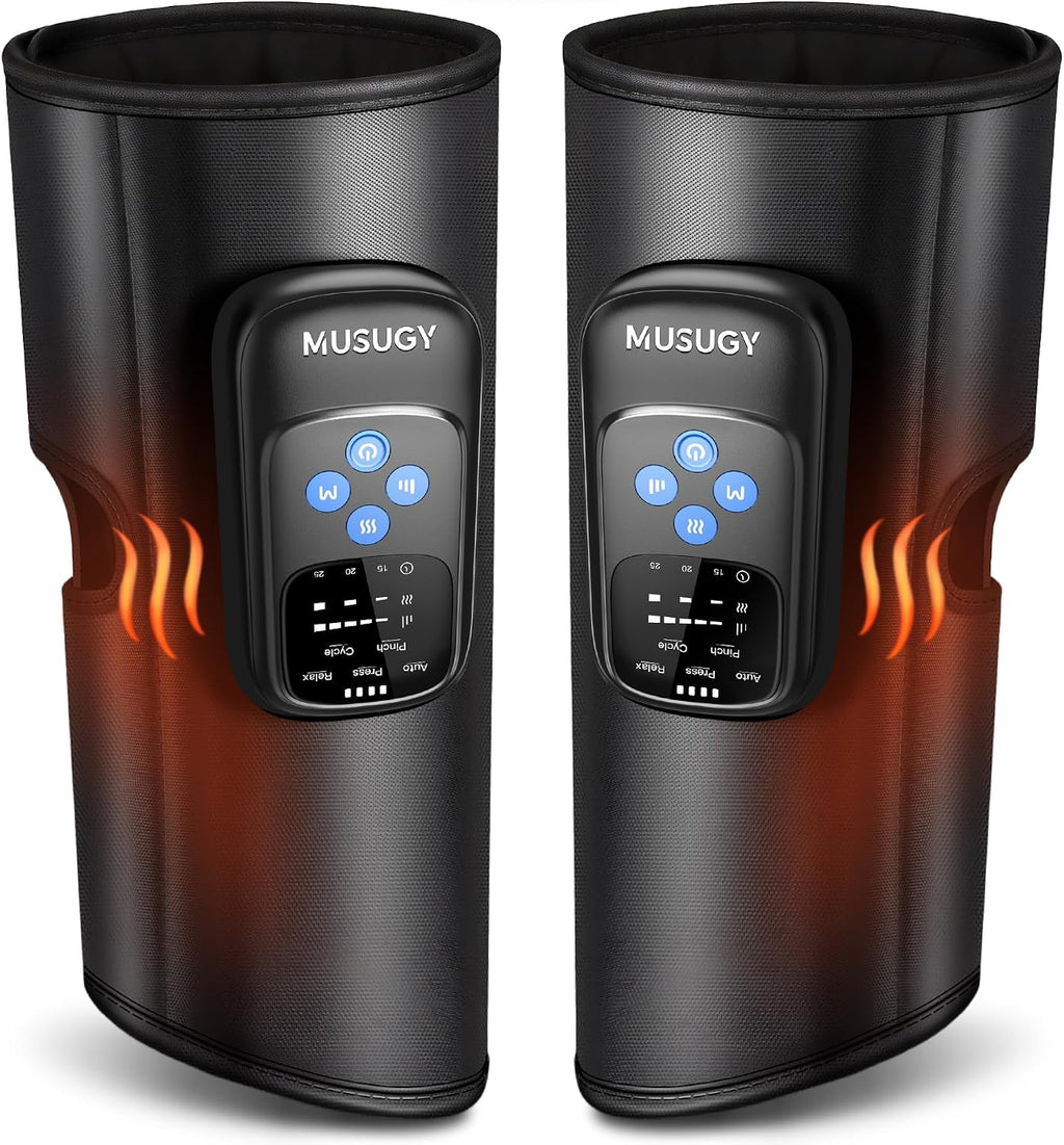 Cordless Calf Massager with Heat and Compression : Rechargeable Leg Compression Massager with 5 Modes, 5 Intensities for Pain Relief and Circulation - Calf Massage Device for Muscle Recovery