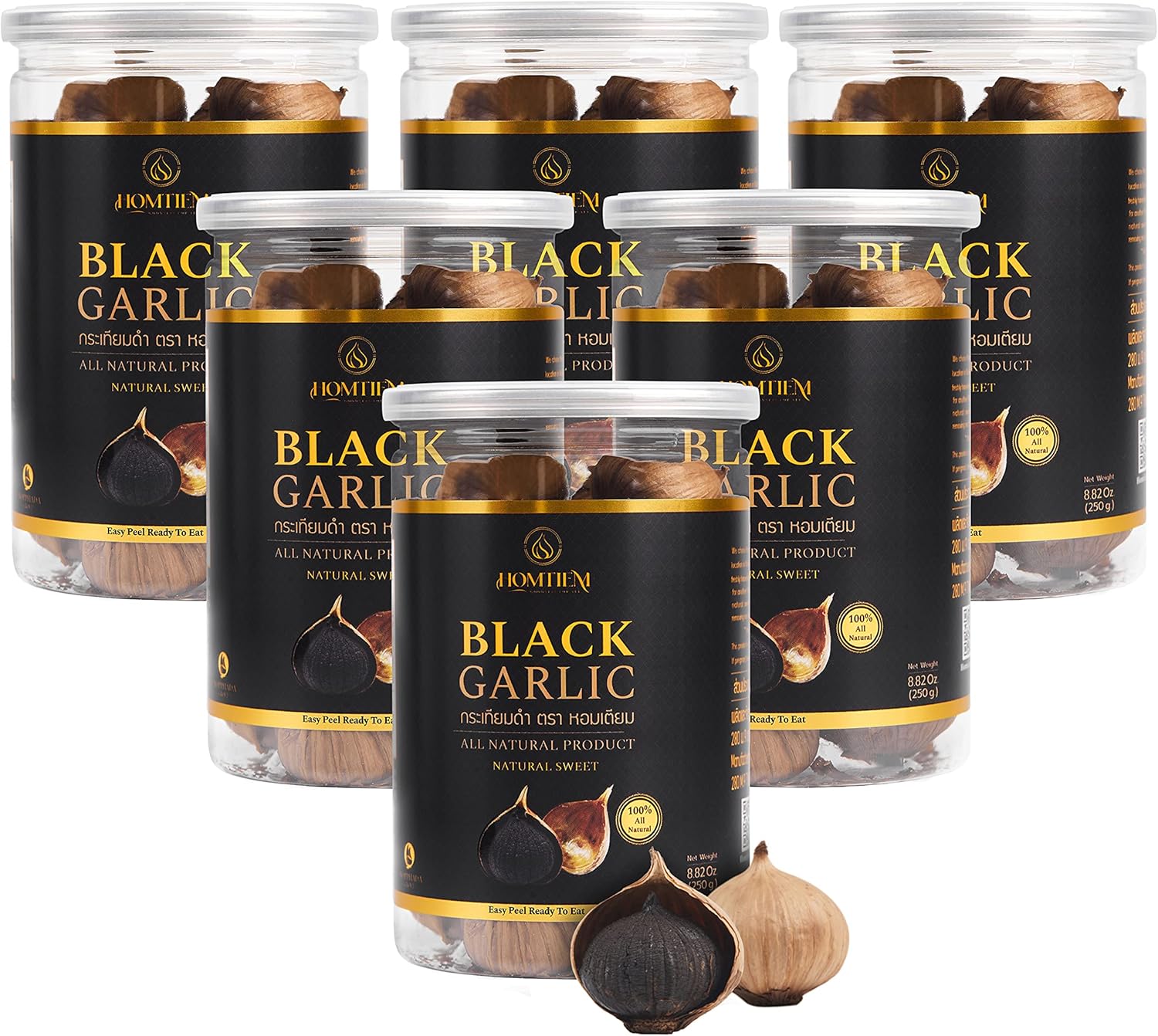 Homtiem Black Garlic 8.82 Oz (250g.), Whole Black Garlic Fermented for 90 Days (52.92 oz)