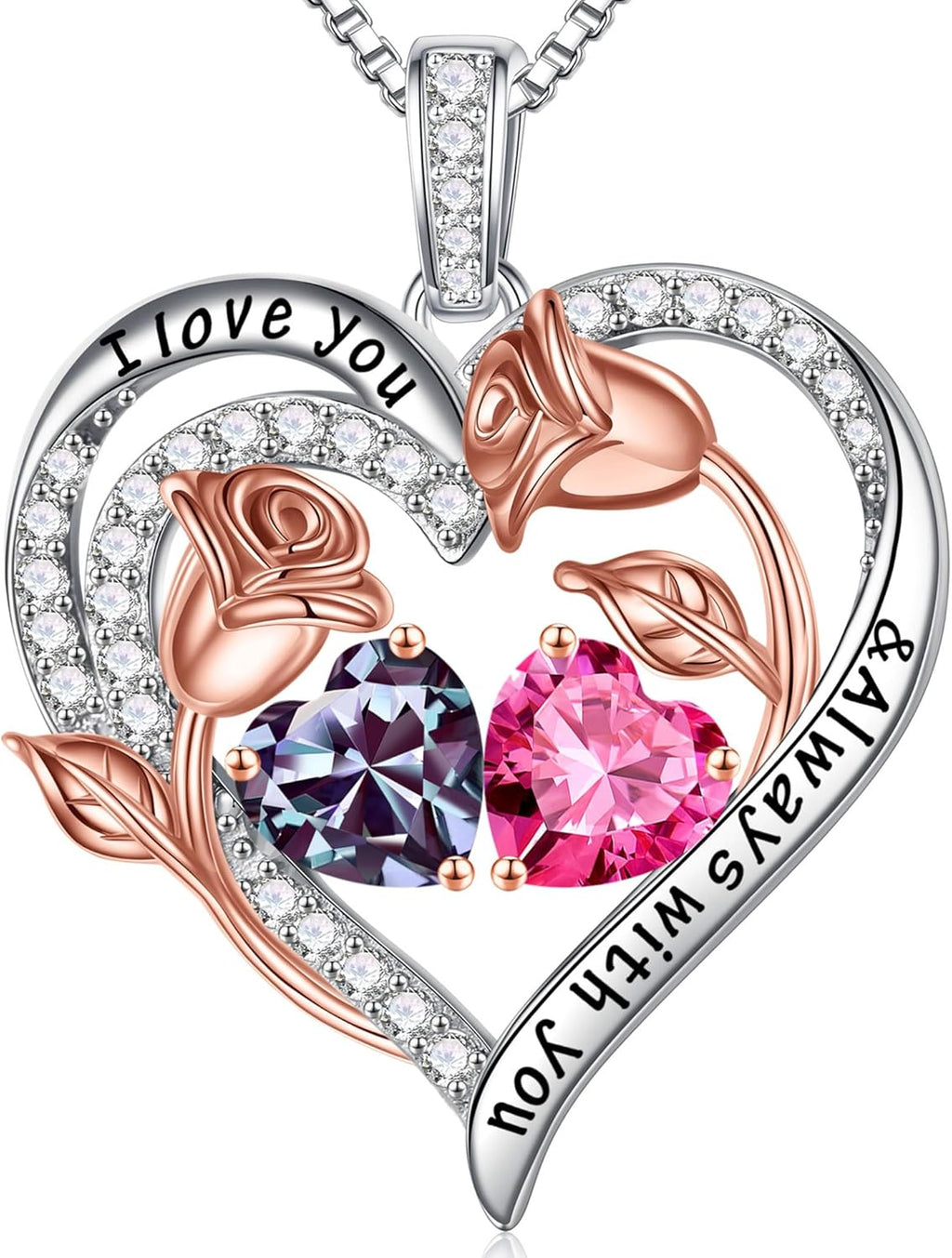 Iefil Mothers Day Gifts for Wife - 925 Sterling Silver Birthstone Necklace, Birthday Anniversary Jewelry Gifts for Wife Mom Daughter
