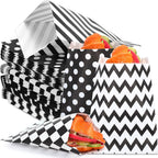 Sweetude 400 Pcs Paper Cookie Bag Bulk 5 x 7 Inch Polka Dot Wave Snack Packaging Small Paper Packaging Flat Small Candy Buffet Bag for Wedding Baby Shower Party Supply Shop(Black)