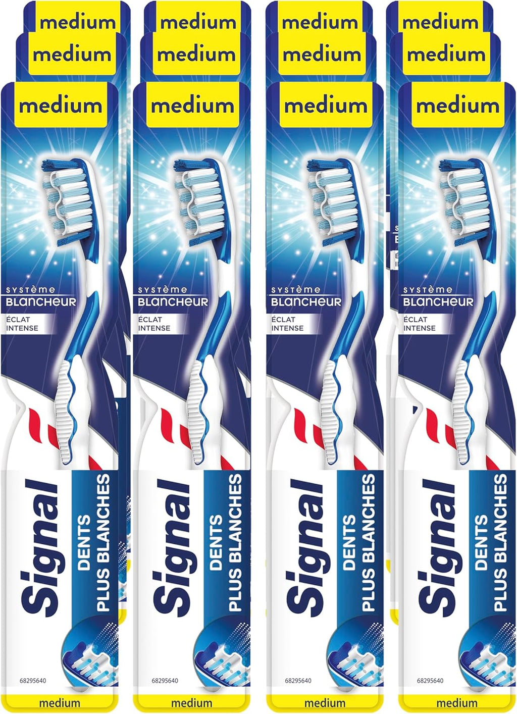 Signal Toothbrush X12 Medium, Intense Whitening System, Whiter Teeth Enamel (Pack of 12)
