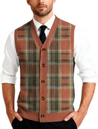 Men's Button Down Sweater Vest Lightweight Knitted V-Neck Sleeveless Cardigans Knitwear