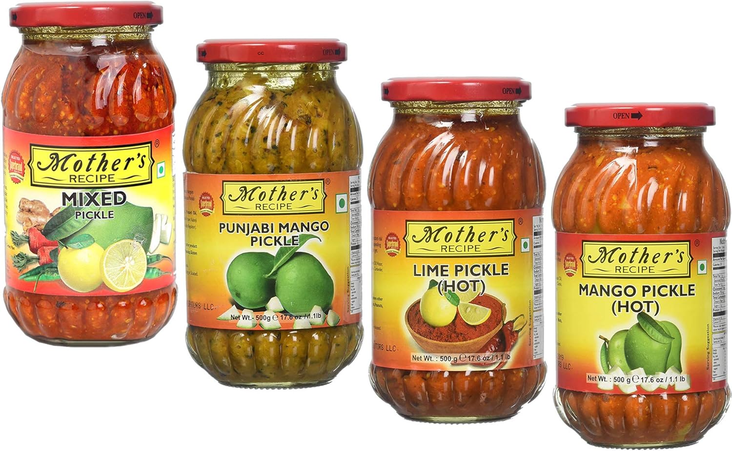 Mother's Recipe - Pickle Combo 4in1 (Mixed, Punjabi Mango, Lime Hot, Mango Hot) 500g x 4