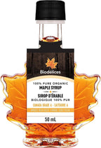 100% Pure Organic Maple Syrup - Premium Grade A - Quebec's Finest in Elegant Maple Leaf Bottle from Biodélices (1.69 Fl Oz (Pack of 1), Maple (CA GRADE A))