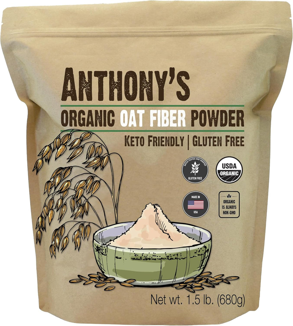 Anthony's Organic Oat Fiber, 1.5 lb, Gluten Free, Non GMO, Keto Friendly, Product of the USA