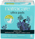 Natracare Slim Fitting Ultra Pads with Wings, Regular, Made with Certified Organic Cotton, Ecologically Certified Cellulose Pulp and Plant Starch (1 Pack, 14 Pads Total)…
