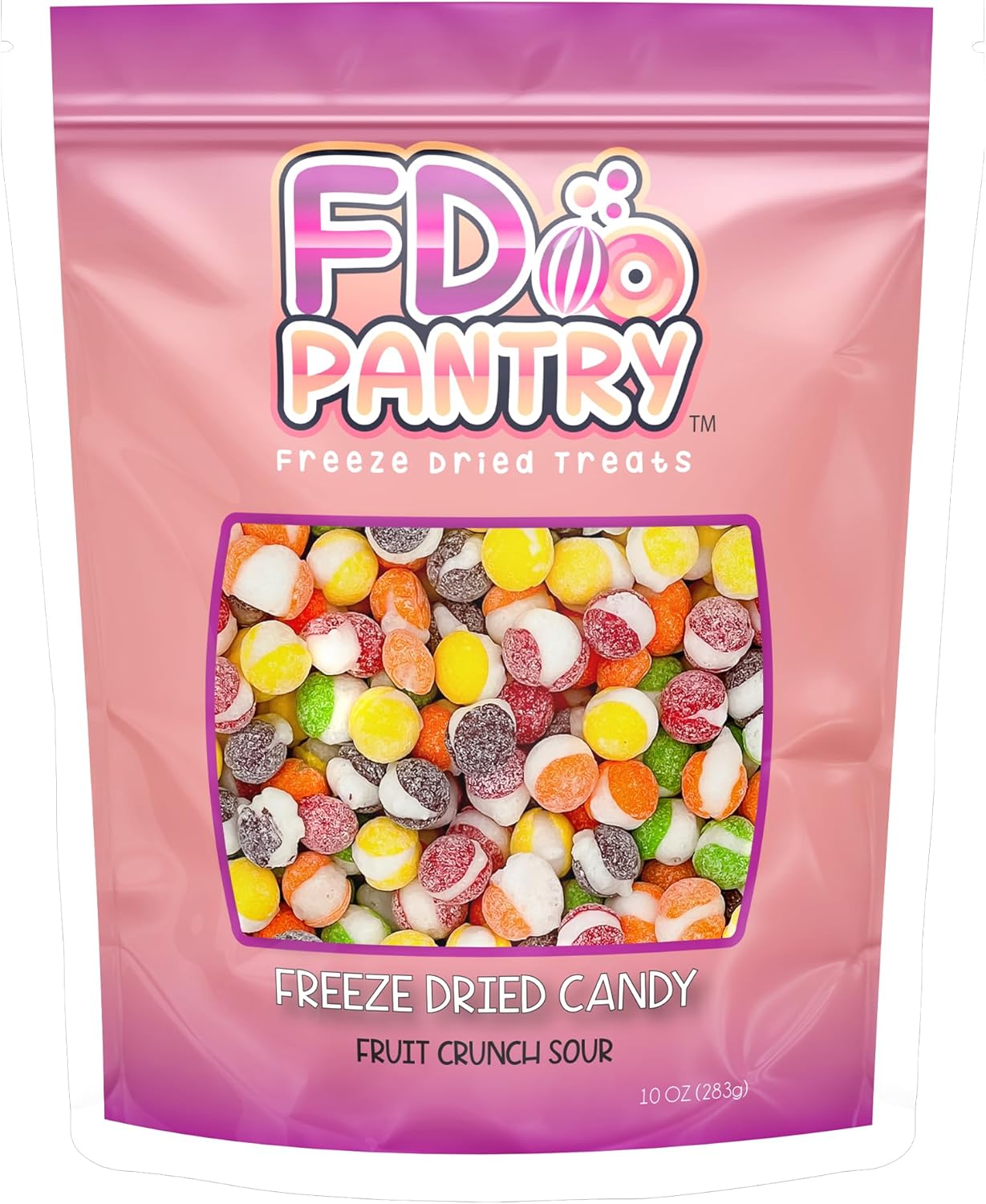 Fruit Crunch Sour Freeze Dried Candy 10oz, Assorted Sour Freeze Dried Candy Variety Pack 10 oz Large Pouch, Ideal Crunchy Freeze Dried Sweets Gift - Large Resealable Bag