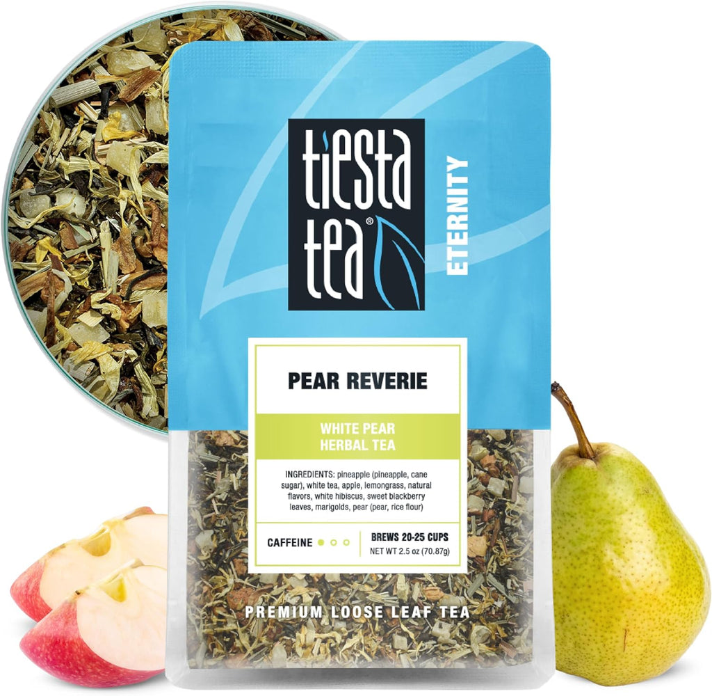 Tiesta Tea - Pear Reverie Tea, Loose Leaf, White Pear Herbal Tea, Premium Low Caffeine Tea Blend, Make Hot or Iced & Up to 25 Cups, 2.5 oz Resealable Pouch