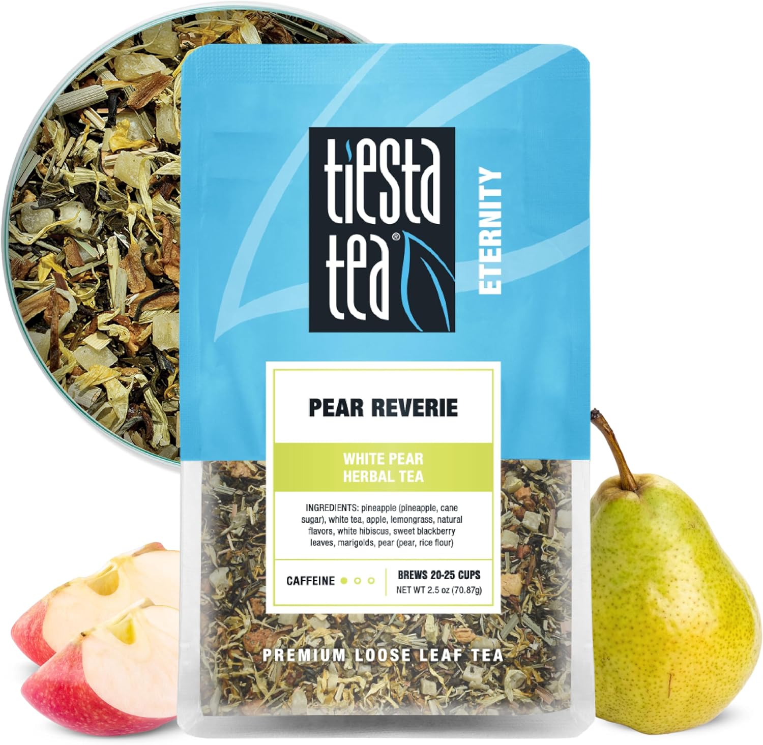 Tiesta Tea - Pear Reverie Tea, Loose Leaf, White Pear Herbal Tea, Premium Low Caffeine Tea Blend, Make Hot or Iced & Up to 25 Cups, 2.5 oz Resealable Pouch