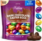 Madelaine Chocolates Easter Eggs (1/2 LB) Solid Premium Dark Chocolate Eggs Foiled In Assorted Solid Jewel-tone Colors - Traditional Easter Basket Mainstays (1/2 LB)