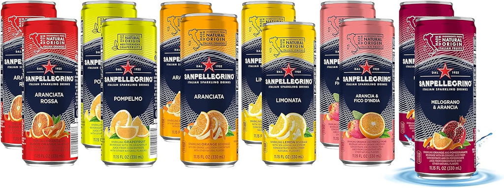 San Pellegrino Sparkling Fruit Beverages Variety Sampler Pack - 11.15 Fl Oz Cans (12 Pack) - In Sanisco Box…