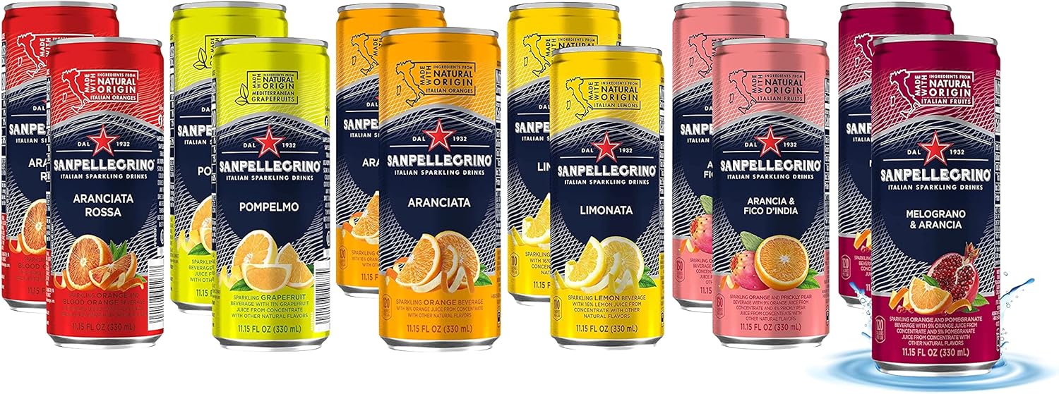San Pellegrino Sparkling Fruit Beverages Variety Sampler Pack - 11.15 Fl Oz Cans (12 Pack) - In Sanisco Box…