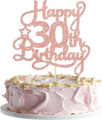 1 Pack Happy 30th Birthday Cake Topper Rose Gold Glitter 30 & Fabulous Cheers to 30 Years Old 30th Birthday Cake Pick for Celebrating 30th Birthday Anniversary Party Cake Decorations Supplies