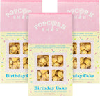 Popcorn Shed, Yellow 3 x Birthday Cake Gourmet Popcorn Sheds, Vanilla Cake Caramel Flavoured Popcorn with White Chocolate and Sprinkles 3 x 80g, Popcorn Gift