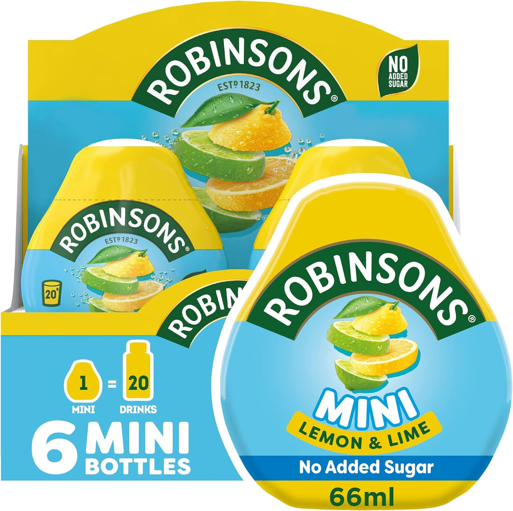 Robinsons Mini - No Added Sugar - Low Calorie - Lemon and Lime, 66 ml (pack of 6)