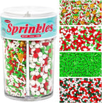 Christmas Sprinkles for Cake Decorating, 160g/5.64oz, Red & White & Green Sprinkles Mix, Christmas Tree Bells, Cake Decorations, Baking, Cupcake, Cookies Topper, Foodgrade