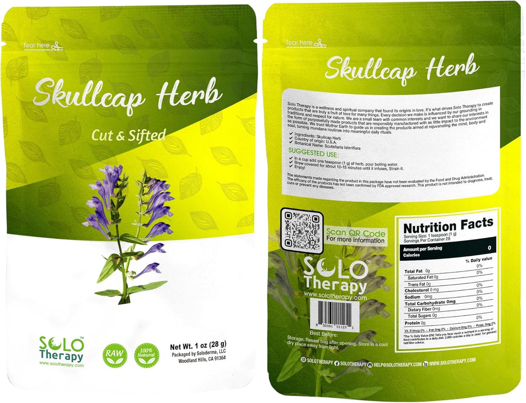 Skullcap Herb 28 Grams - Skullcap Tea - Skullcap Dried Herb- Scutellaria lateriflora Resealable Bag (Skullcap Herb)