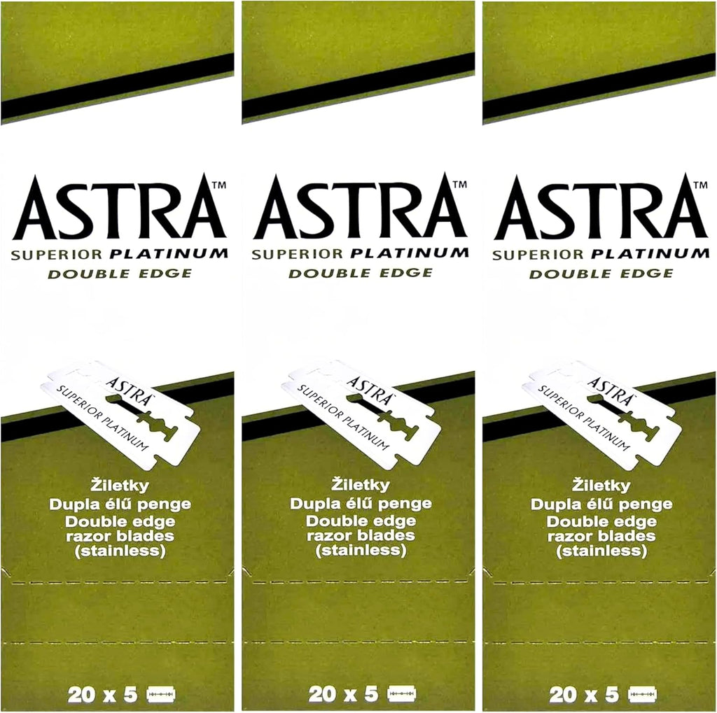 The Shave Factory Premium Shaving Set - Astra Platinum Double Edge Safety Razor Blades (300)