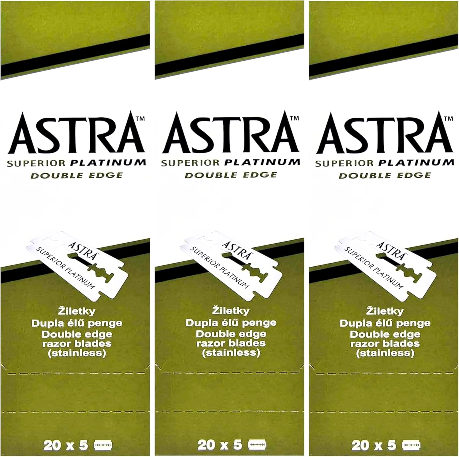 The Shave Factory Premium Shaving Set - Astra Platinum Double Edge Safety Razor Blades (300)