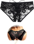 ohmydear Womens Lace Boyshorts Crotchless Sexy Panties Crisscross Strappy Underwear Plus Size Hipster Briefs XS-4XL