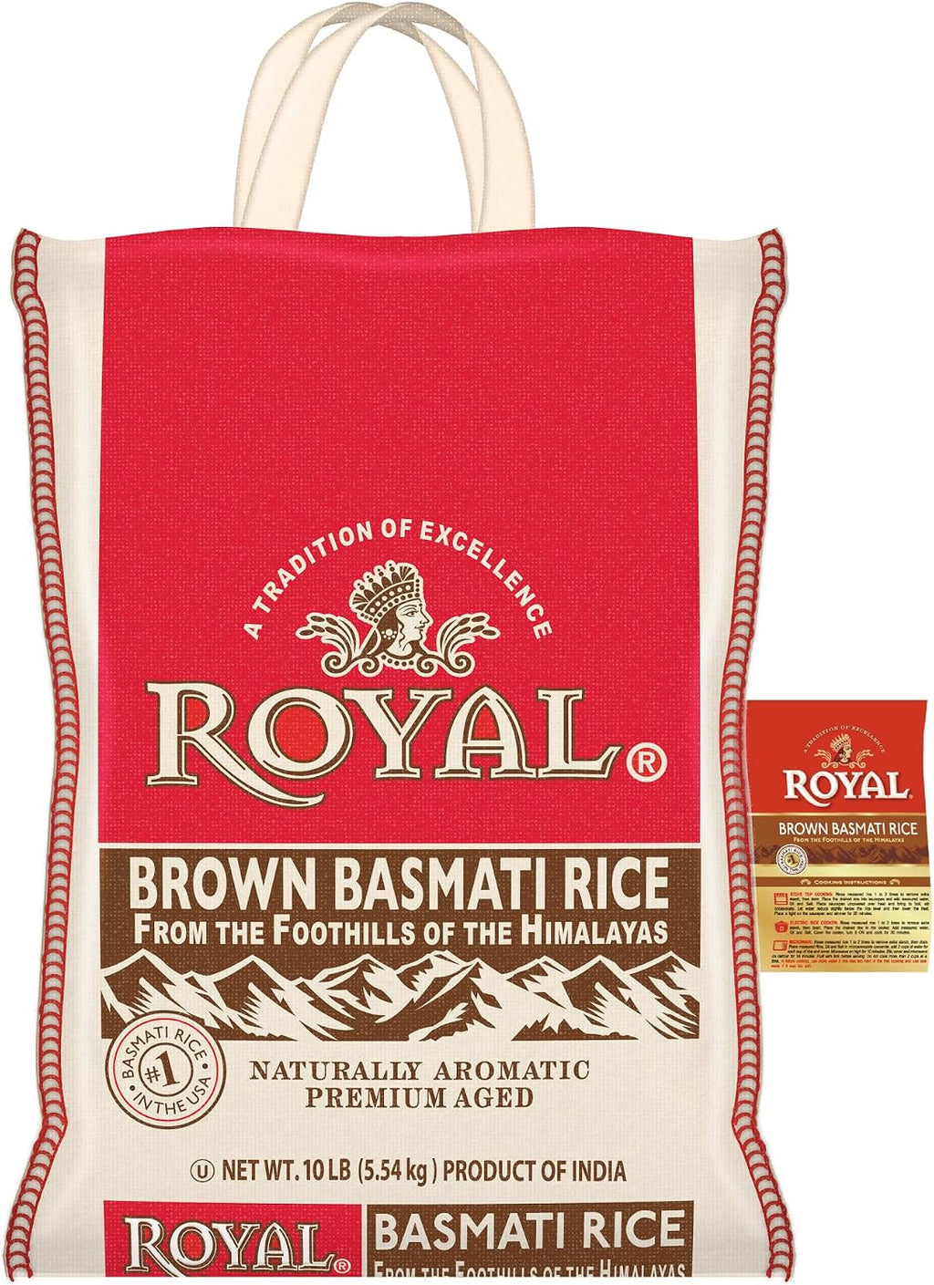 Royal - Authentic Basmati Brown Rice Whole Grain, Naturally Gluten Free and Vegan - 10 Pounds