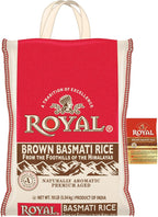 Royal - Authentic Basmati Brown Rice Whole Grain, Naturally Gluten Free and Vegan - 10 Pounds