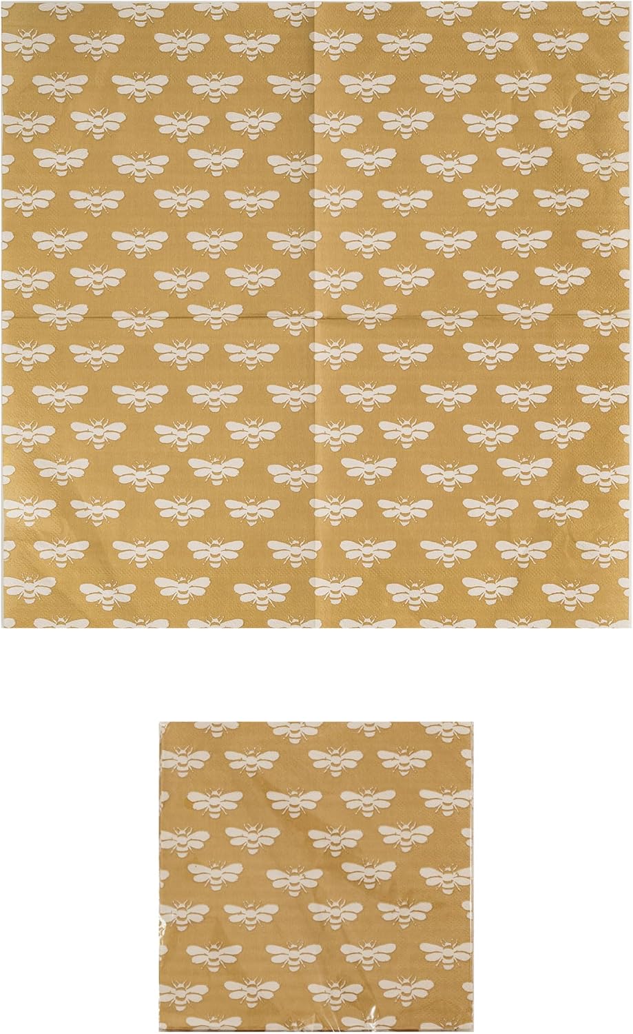 Creative Co-Op Paper Napkins with Bee Pattern, Yellow and White, Set of 50