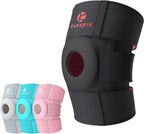 Kuangmi Knee Brace with Side Stabilizers & Patella Gel Pad,Adjustable Compression Knee Support with Arthritis Relief,Injury Recovery,Running,Weightlifting,Climbing(Black,2-Springs,S/M