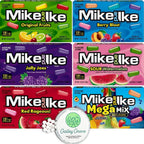 Mike Ike 4.25 OZ Theater Box Variety Bulk (6-Pack) - Jolly Joe's, Red Rageous, Berry Blast, Sour Watermelon, Original Fruit, Mega Mix With Galley Grove Sugar-Free Peppermint Breath Mints