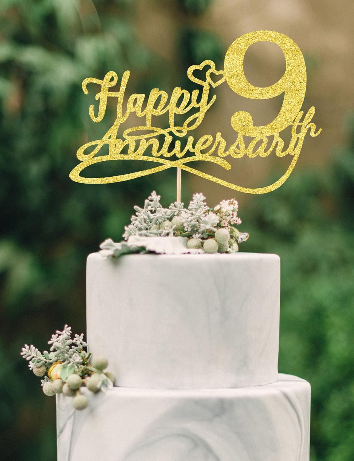 Happy 9th Anniversary Cake Toppers - 9th Wedding Anniversary Decorations, 9th anniversary cake topper, 9th Anniversary Party Decorations nine, 9 Years