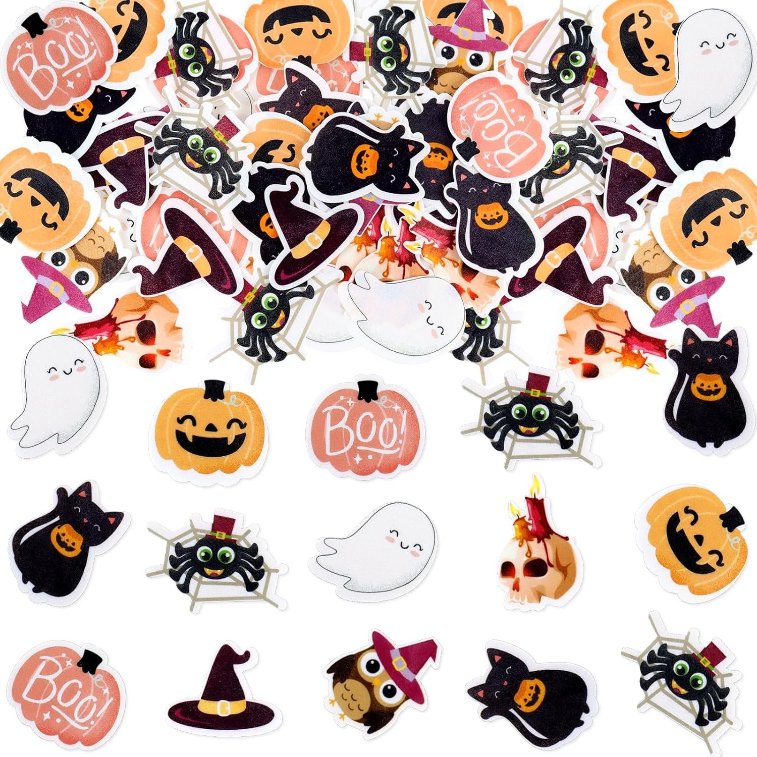 40 Pack Edible Halloween Cupcake Toppers Wafer Paper Halloween Birthday Cake Pick for Horror Theme Baby Shower Party Cake Decorations Supplies