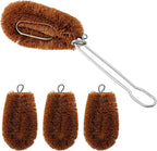 Sawysine Tawashi 100% Natural Coconut Coir Fiber Brush with Handle, 4 Vegetable Scrub Brush Heads Ideal for Fruit Veggie Scrub Wash, Kitchen Cleaning Needs, Pan Pot Glassware Cookware, Japanese Design