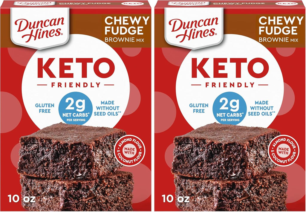 Duncan Hines Keto Friendly Brownie Mix,Chewy Fudge,Zero Added Sugar,Gluten Free,10 oz.,(Pack of 2)