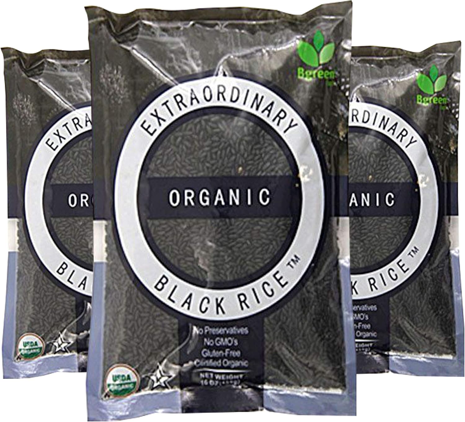 Bgreen Organic Black Rice Pack of 3 Non-GMO Kosher Gluten Free 3 lbs
