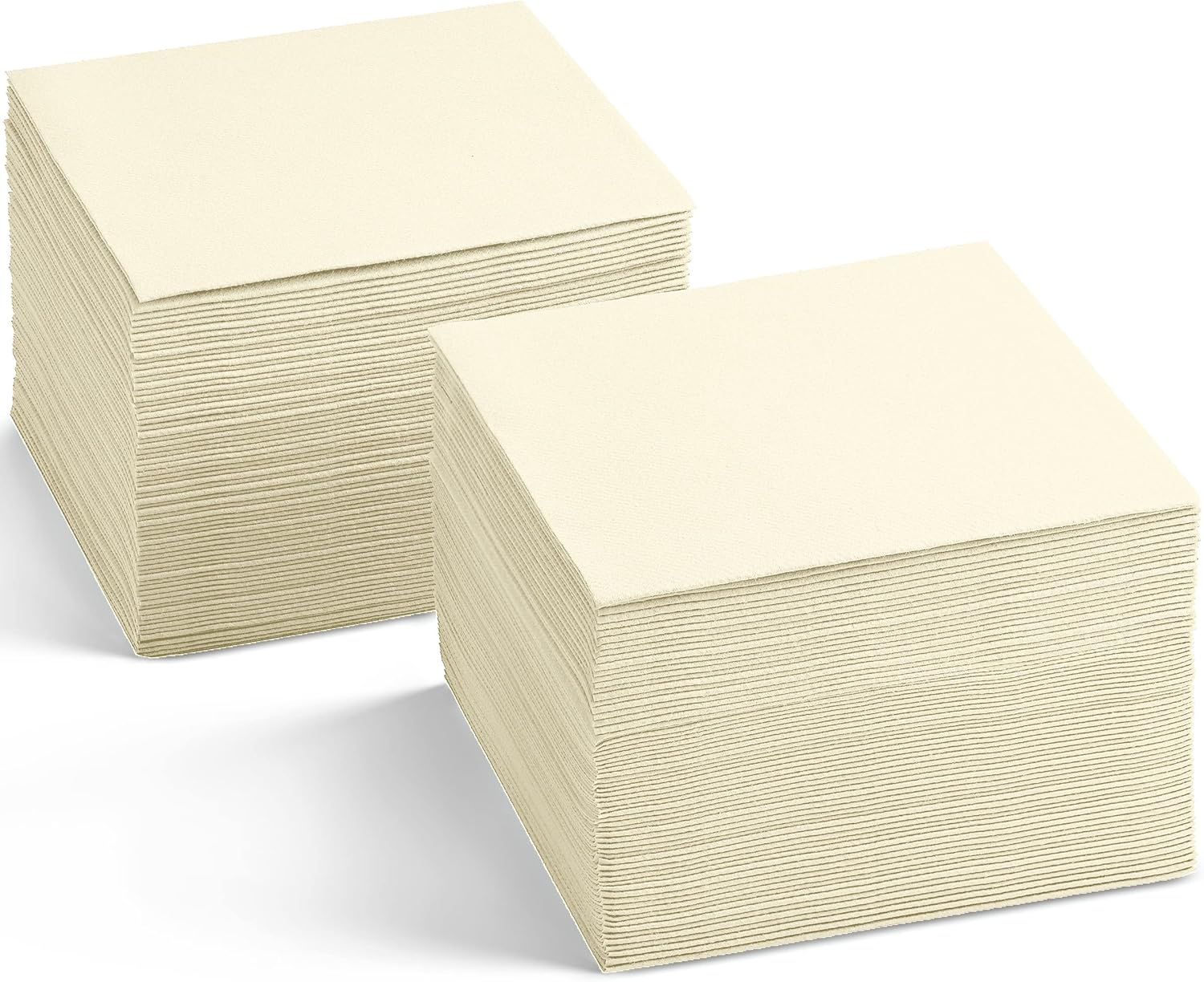 Linen-Feel Cocktail Napkins - Decortive Cloth-Like Cream Dessert And Beverage Napkins - Soft And Absorbent. For Restaurant, Bar, Cafe, Or Event. (Pack of 100)