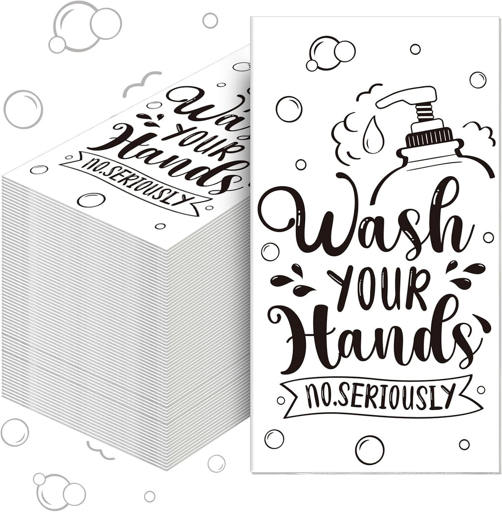 Seajan 200 Packs Bathroom Paper Napkins Disposable Bathroom Paper Guest Hand Towels Decorative Paper Napkins for Hostess Gifts Shower Spa Wedding Birthday Party Supply(Black)