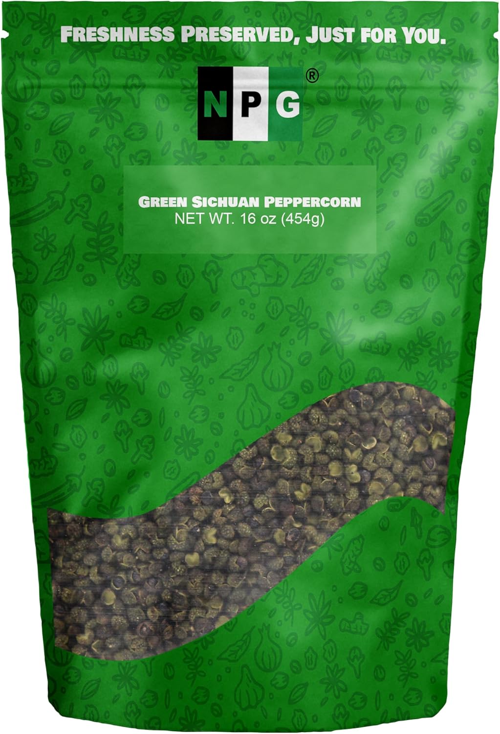 NPG Premium Sichuan Green Peppercorns 16 Oz, Authentic Whole Peppercorns, Mouth-Numbing Spice, Strong Pepper Szechuan Corns Flavor, Essential for Chinese Sichuan Cuisine, Mapo Tofu, Kung Pao Chicken