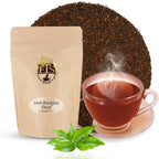 English Tea Store CO2 Decaffeinated Irish Breakfast Tea Pouches - 4oz | Loose Leaf Black Tea | Bold Full-Bodied Flavor | Blend of Assam and Kenyan Teas | Naturally Decaffeinated Using CO2 Process