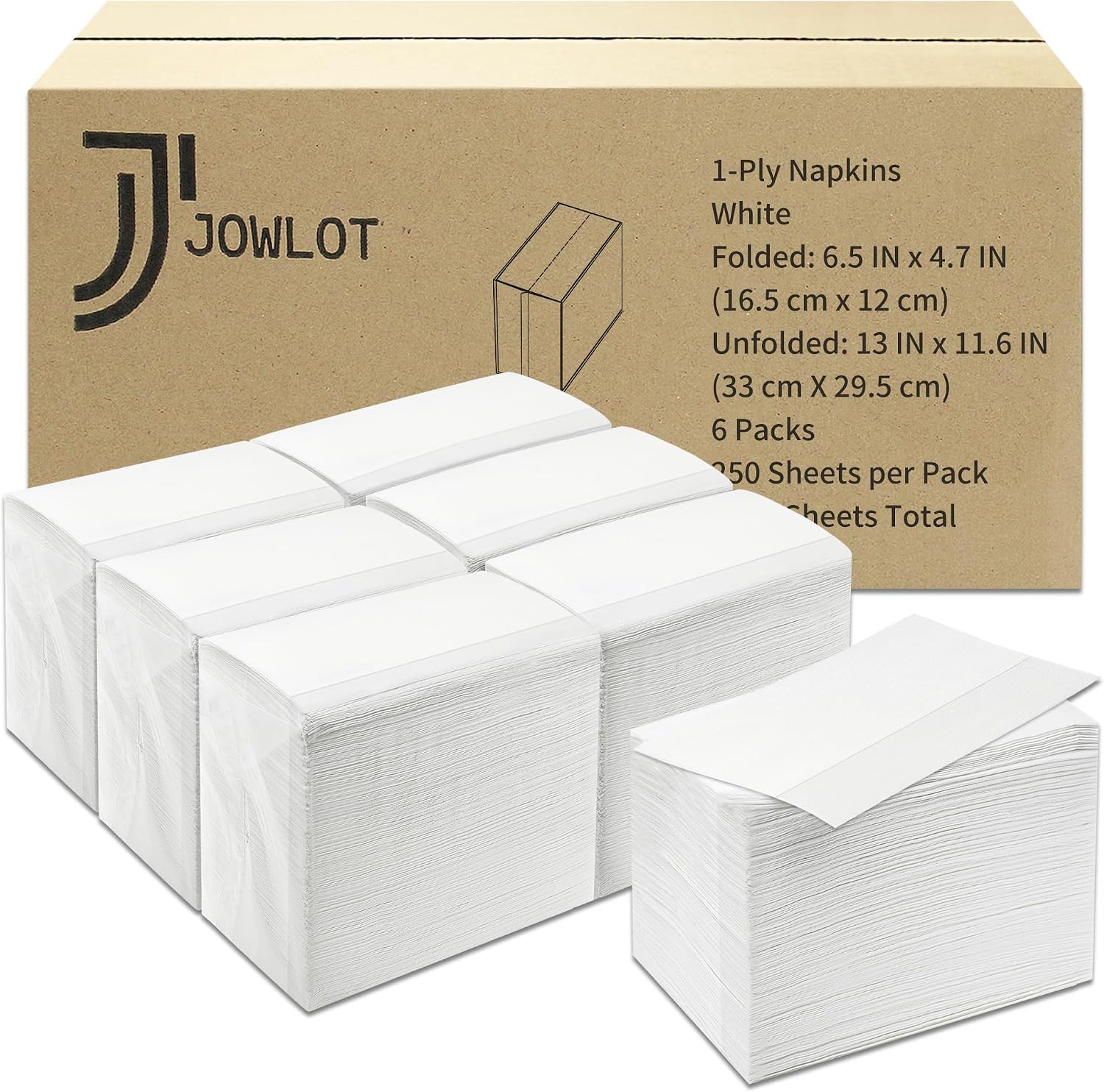 Disposable Fold Napkins, 13"x11.6" 1-Ply 1500 Count Paper Dinner Napkins, White Napkins Bulk for Restaurants and Cafes