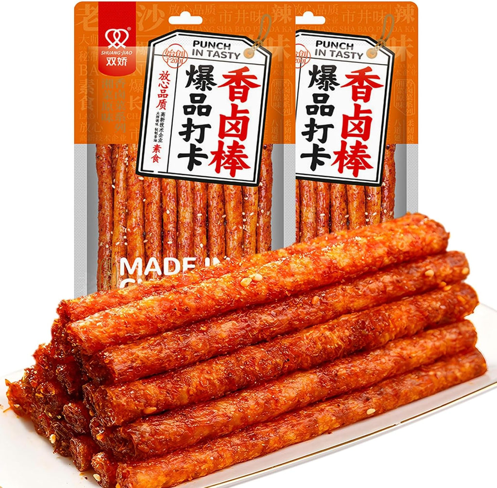 SXETBEAN 2 Packs Latiao Spicy Strips, Chinese La Tiao Snack, 108g/3.8oz per Pack (2 Packs, Spicy)