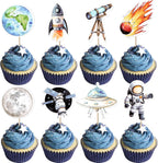 Rsstarxi 40 Pack Space Cupcake Toppers Meteorite Planet Astronaut Cupcake Picks Rocket Telescope Trip to the Moon Cake Decorations for Outer Space Baby Shower Astronaut Birthday Party Supplies