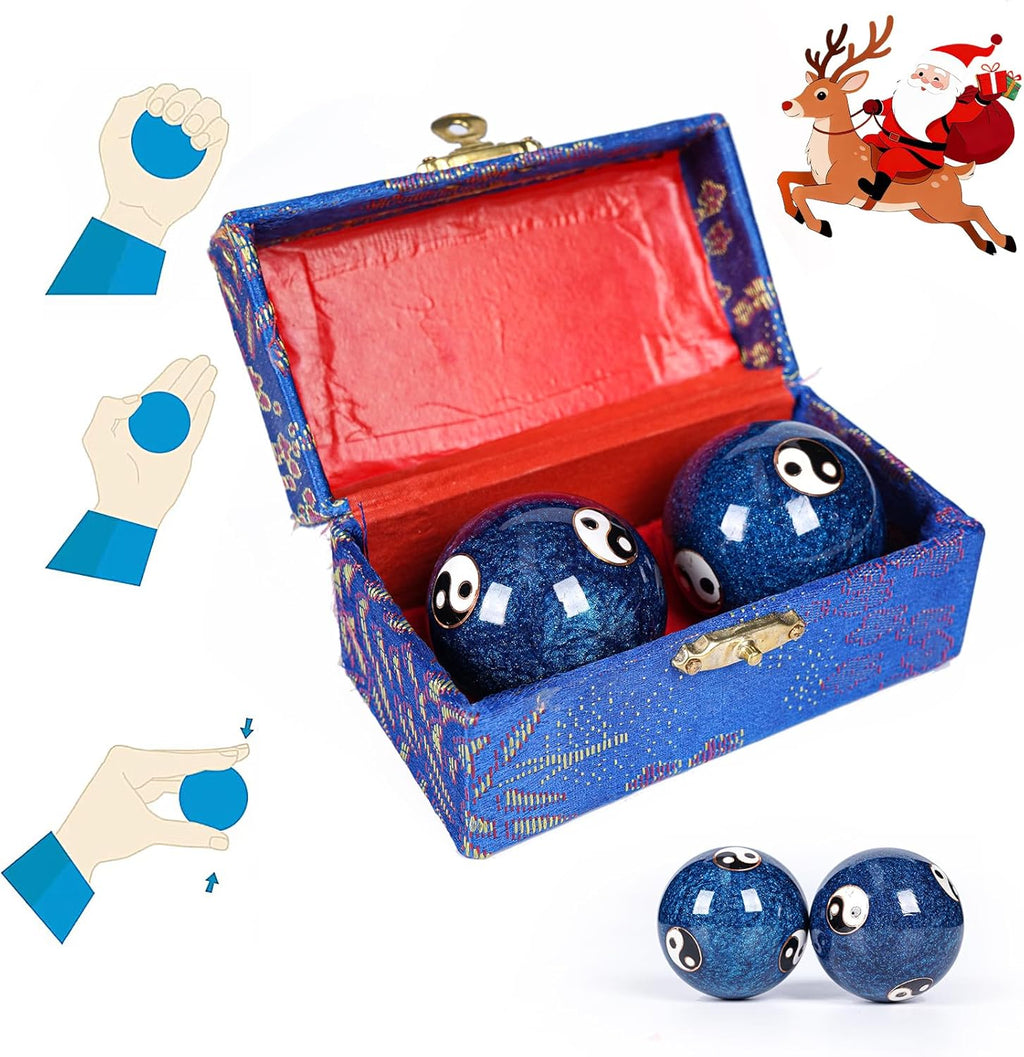2 Pcs Baoding Chinese Balls for Hand Therapy Tai Chi Balance, Yin Yang - Baoding Meditation Balls for Hands Women Men Chinese Stress Balls for Adults, Energy Flow for Mindfulness and Harmony