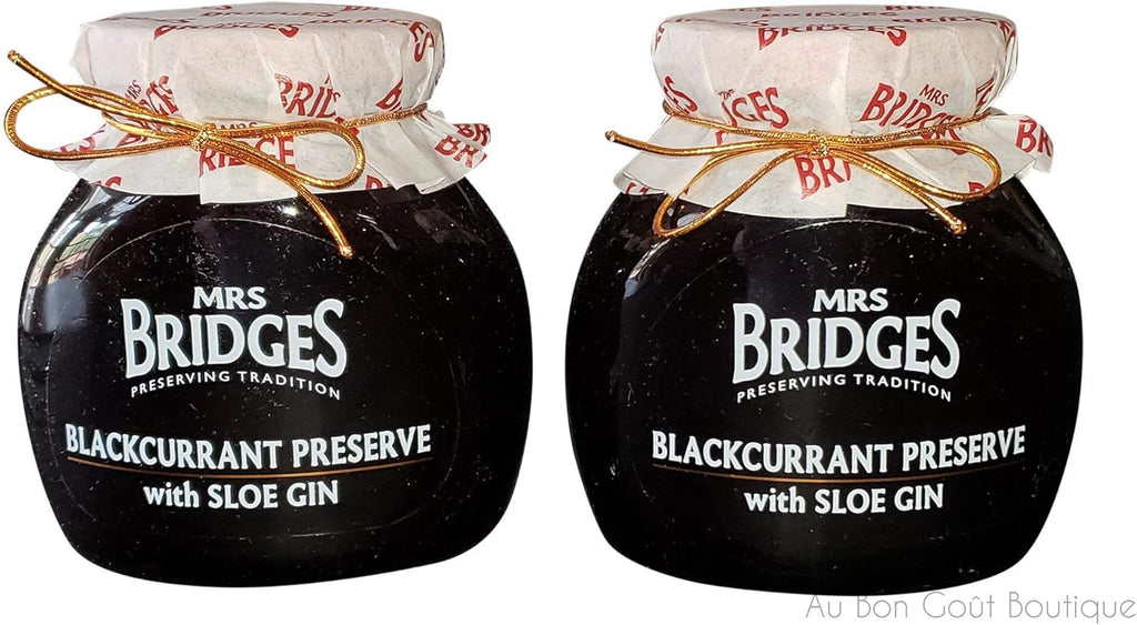 Mrs. Bridges of Scotland, Set of 2 Jars, Blackcurrant Preserves with Sloe Gin, Imported from Scotland, 12 Oz Each