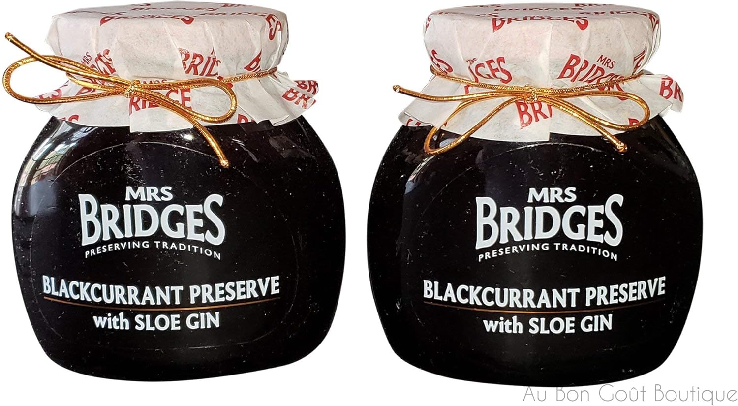 Mrs. Bridges of Scotland, Set of 2 Jars, Blackcurrant Preserves with Sloe Gin, Imported from Scotland, 12 Oz Each