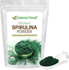 Z Natural Foods Organic Spirulina Powder - 100% Pure Spirulina, Nutrient-Dense Blue-Green Algae Superfood with Amino Acids, 15x Beta-Carotene - Mix in Smoothies, Yogurt, Recipes, 1 lb