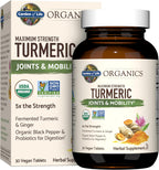 Garden of Life Organics Maximum Strength Turmeric Joints & Mobility Support 30 Tablets - 500mg Curcumin (95% Curcuminoids) Black Pepper - Organic Non-GMO Vegan & Gluten Free Herbal Supplements