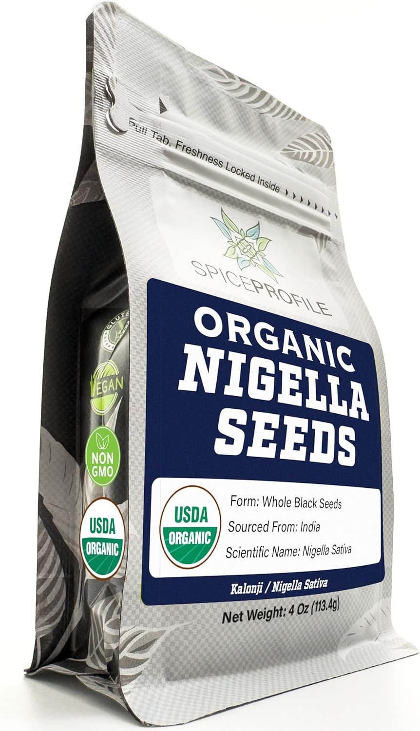 Spice Profile USDA Organic Nigella Seeds, Lab Tested for Heavy Metals, Resealable 4 oz Pouch, Kalonji, Semillas de Nigella