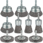 10 Pcs Wire Brush for Drill, Coarse Carbon Steel Crimping Wire Wheel Brush, 1/4 Inch Hex Shank, Cup Brush Drill Bit for Cleaning Rust, Stripping and Abrasive