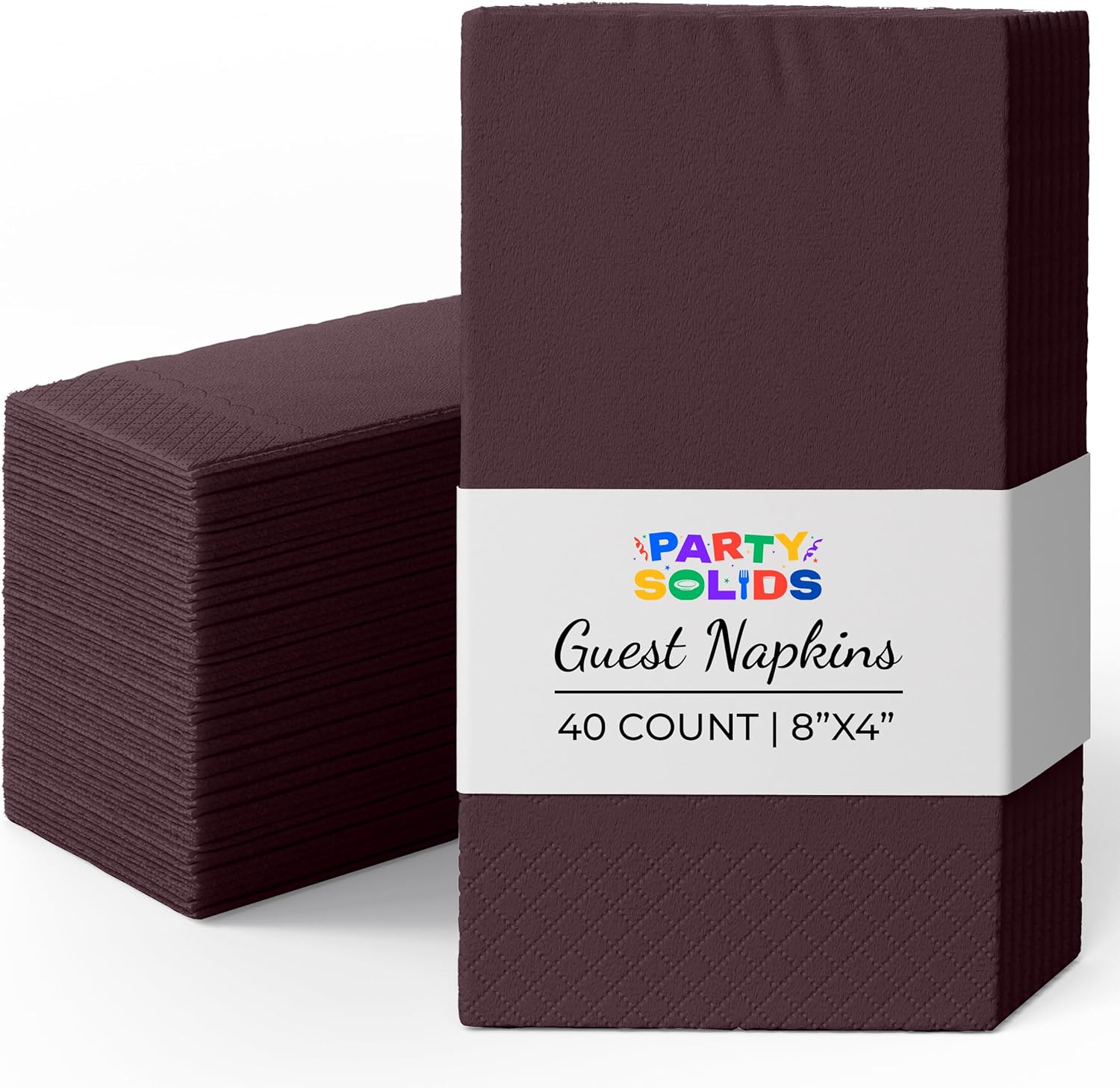 Party Solids Brown Dinner Napkins Disposable 8" x 4" Folded - 40 Pcs 2 Ply Brown Napkins Disposable Paper Guest Towels for Bathrooms, Dinners, Everyday Parties & Party Supplies