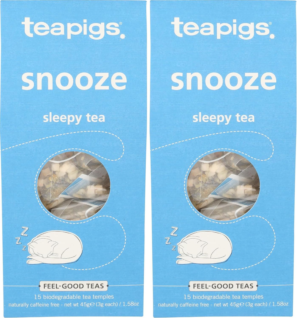 teapigs Snooze Sleepy Tea Bags, 15 Count, Herbal Blend of Apple, Lavender & Chamomile, Calming Organic Herbal Tea (Pack of 2)